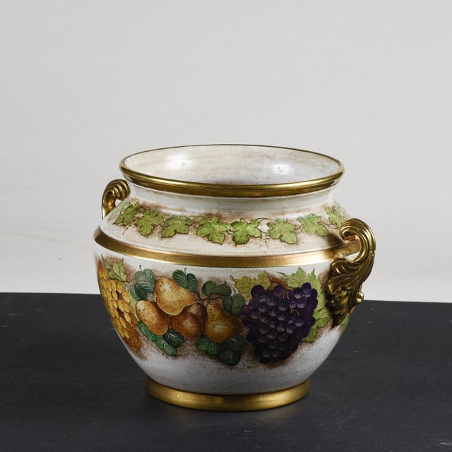 Ceramic Hand-Decorated Ceramic Cache Pot by Batignani Prochet Torino For Sale - Image 7 of 10