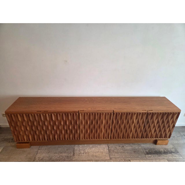 Large Brutalist Oak Sideboard from Aurora, 1975 For Sale - Image 4 of 16