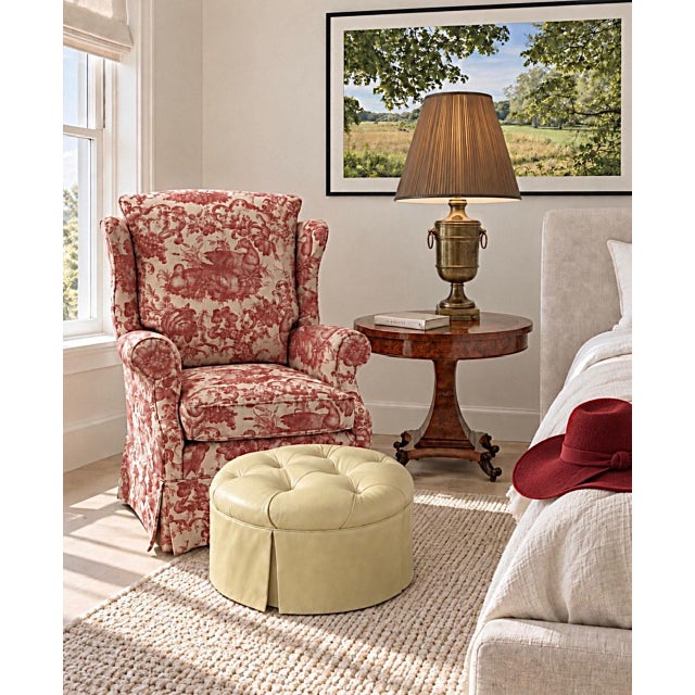 Custom English Wingback Chair in Red Toile by Brunschwig & Fils For Sale - Image 10 of 18