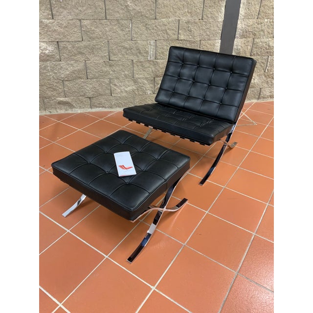 Set of Barcelona Lounge Chair and Ottoman by Ludwig Mies van der Rohe for Knoll Inc. / Knoll International, 2011, in...