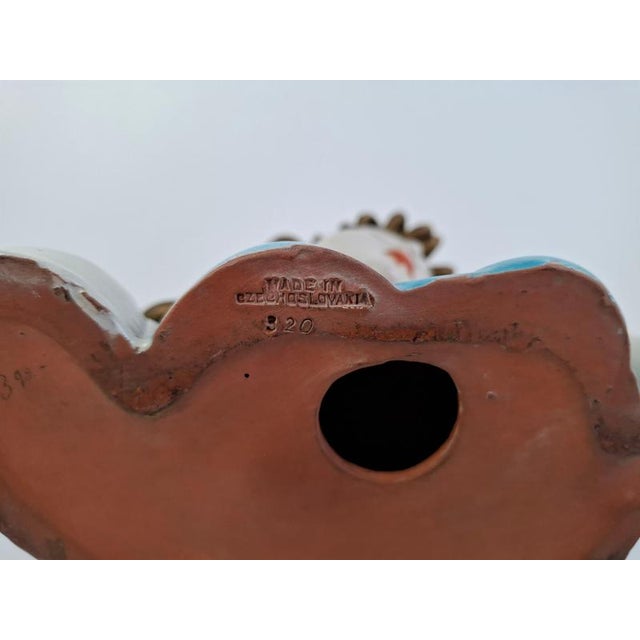 1930s Art Deco Ceramic Bust of a Woman with Gilded Curled Hair, Czechoslovakia, 1930s For Sale - Image 5 of 18