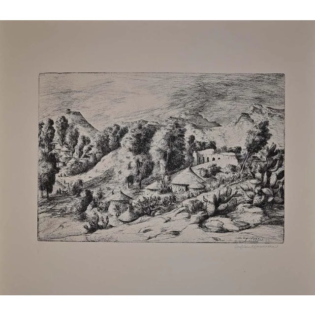 Lalibela - Bièt Gàbriel is an original etching on paper realized by Lino Bianchi Barriviera in 1939- 1943. Hand-signed in...