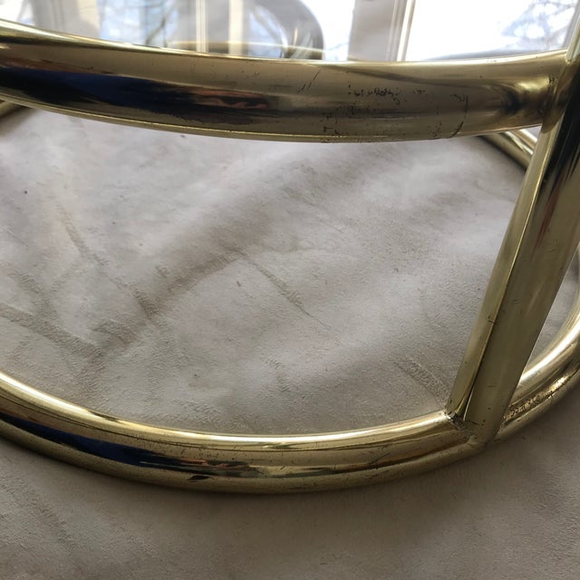 Brass 1970s Milo Baughman Style Three Tiered Swivel Coffee Table For Sale - Image 8 of 10