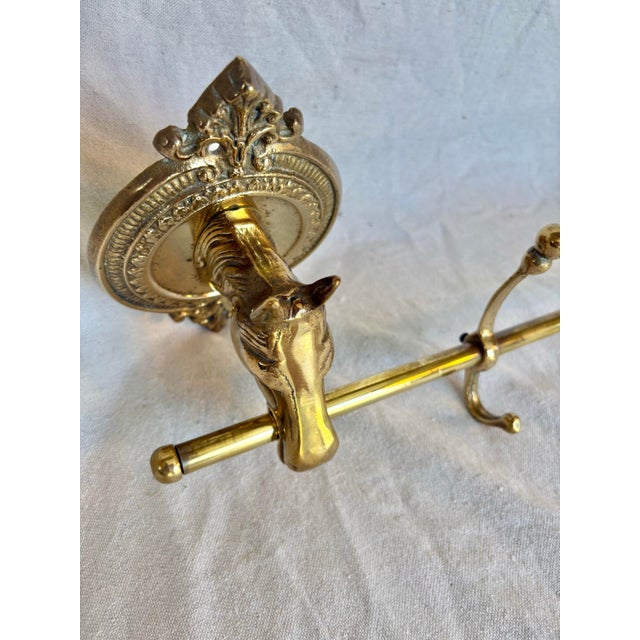 Mid 20th Century Brass Horse Head Equestrian Five Hook Coat Rack For Sale - Image 9 of 12