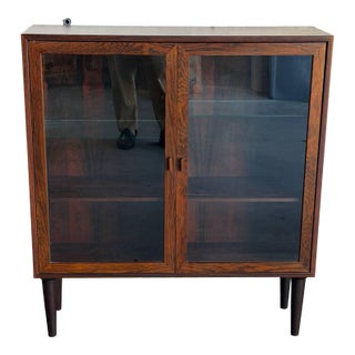 Rosewood Glass Cabinet Bookcase Denmark Mid-Century Modern 1970s For Sale