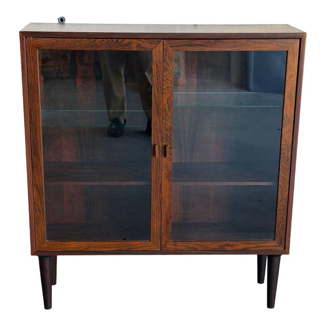 Rosewood Glass Cabinet Bookcase Denmark Mid-Century Modern 1970s For Sale