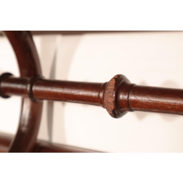 Wood Vintage French Thonet Style Coat Hat Rack Wall Hanging Hooks Mahogany Art Nouveau Hall Tree For Sale - Image 7 of 11