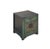 Asian Oriental Distressed Teal Green Flowers Graphic End Table Nightstand For Sale - Image 3 of 8