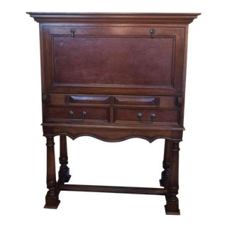 South Cone Trading Company Continental Style Drop Front Mahogany Bar Cabinet For Sale