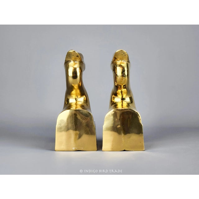 Brass Pair of Vintage Solid Brass Blue Heron Crane Bookends For Sale - Image 8 of 10