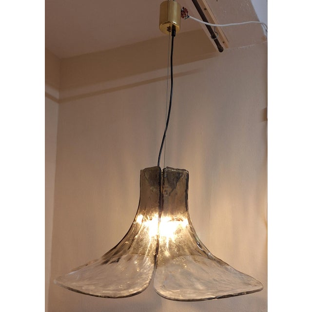 AVMazzega Vintage Brass and Tinted Murano Glass Pendant by Carlo Nason for Mazzega, 1970s For Sale - Image 4 of 8