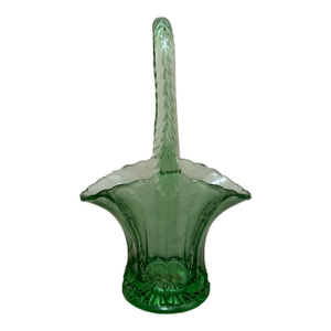 Vintage Westmoreland Glass Large Green Depression Glass Basket