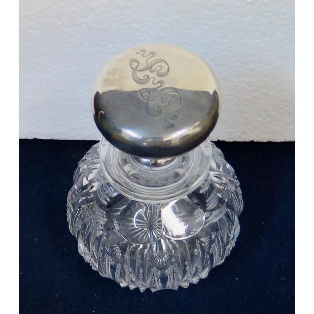 Vintage Art Deco Period Sterling & Crystal Cologne Bottle For Sale - Image 4 of 11