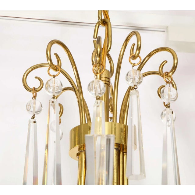 Brass and Crystal Chandelier For Sale - Image 4 of 4