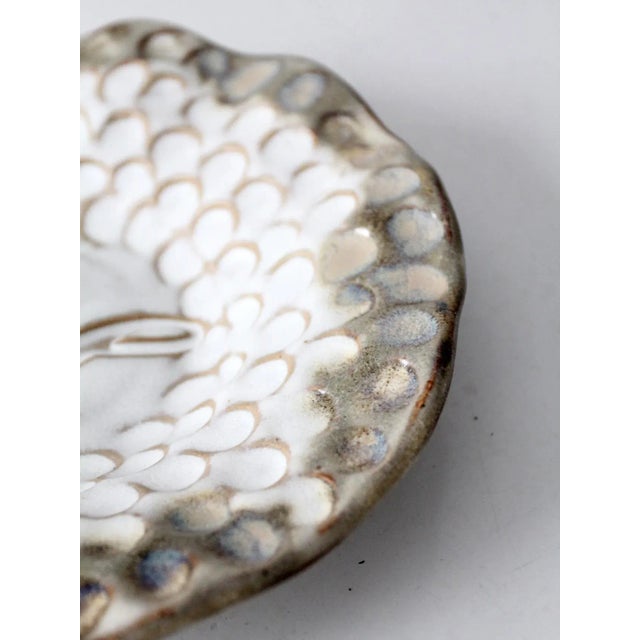 White Vintage Studio Pottery Plate For Sale - Image 8 of 10