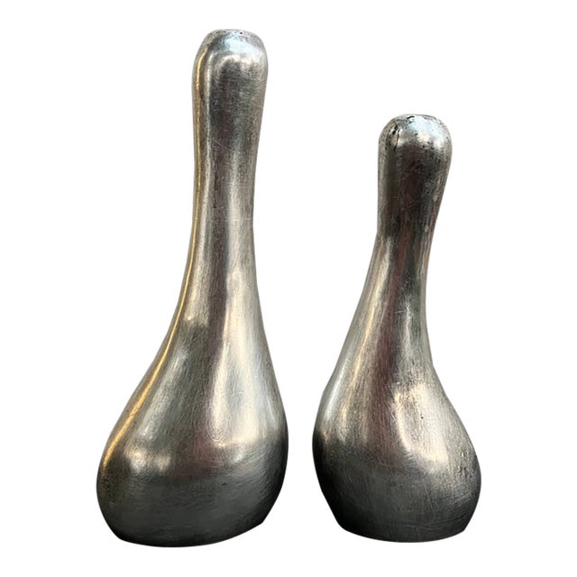 Vintage Salt & Pepper Silverplate Shakers Postmodern For Sale