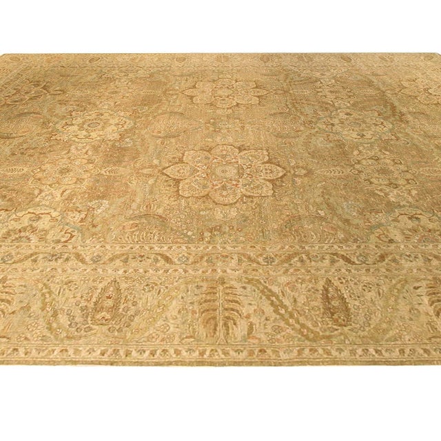 Contemporary Tabriz Floral Design Beige Handmade Rug by Doris Leslie Blau For Sale - Image 4 of 7