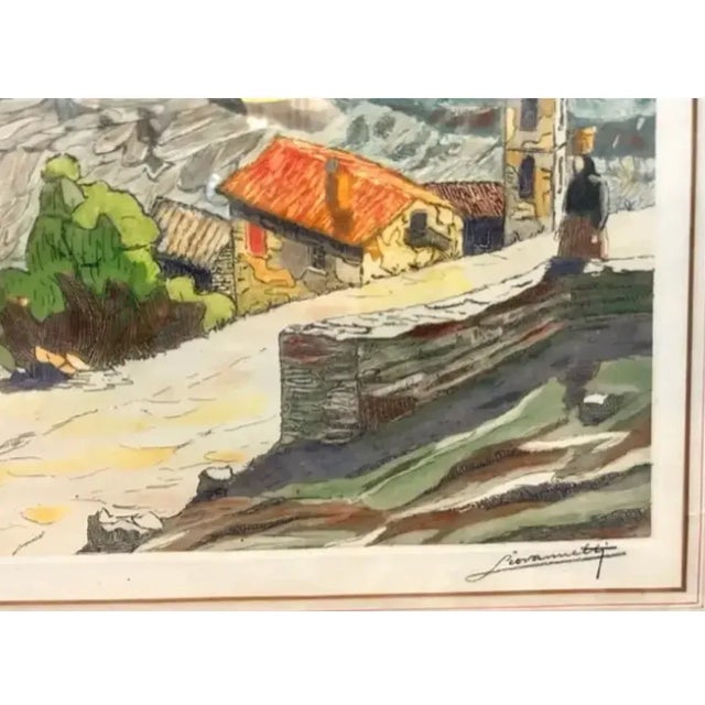 Mid Century Colored Lithograph in Silver Gilt Frame, Signed Raymond Giovanetti, Signed For Sale In New York - Image 6 of 8