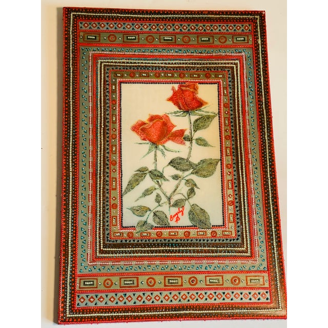 1970s Unique American Artwork by Beverly Robert’s Red Rose Collage For Sale - Image 4 of 7