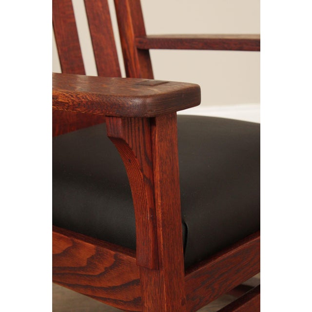 Brown Mission Style Antique Oak Rocking Chair For Sale - Image 8 of 12