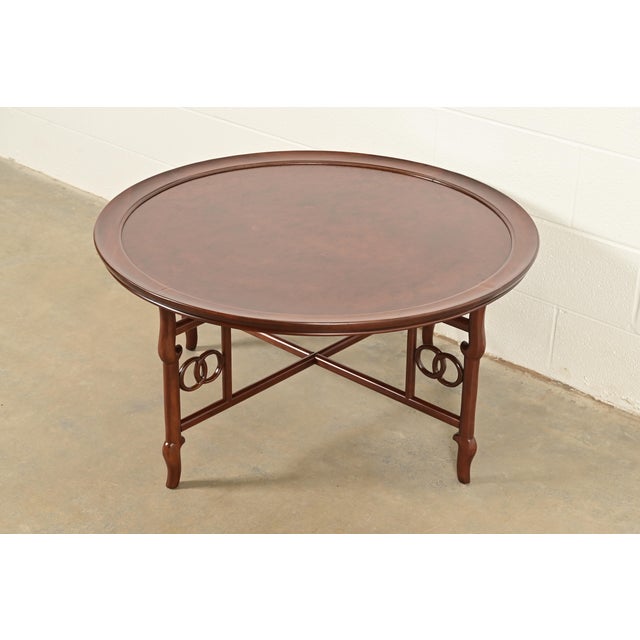 Michael Taylor for Baker Far East Collection Hollywood Regency Chinoiserie Burled Walnut Coffee Table, Newly Refinished For Sale - Image 10 of 10