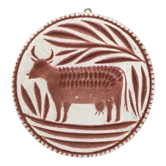 Clay Intaglio Cow Wall Plaque For Sale