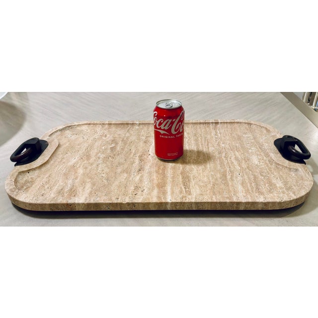 Modern Revelation Modern Travertine Hippodrome Tray For Sale - Image 3 of 5