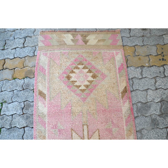 Light Pink Vintage Tribal Hand-knotted Runner For Sale - Image 8 of 11
