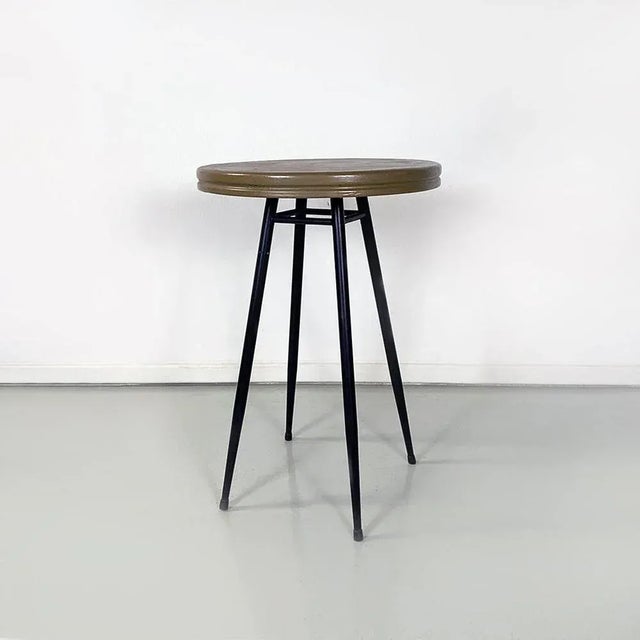 Mid-Century Modern Italian Black & Brown-Olive Green Bar Tables, 1950s, Set of 2 For Sale - Image 4 of 11