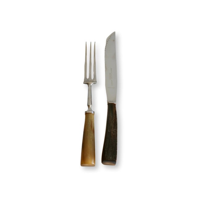 Cabin Antique English Stag Horn Steak Set, 12pc For Sale - Image 3 of 6