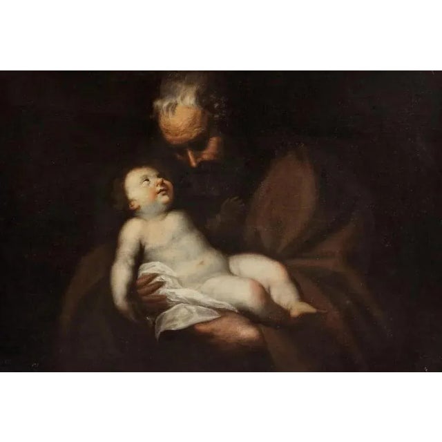 Italian School Artist, Saint Joseph and the Child, 17th Century, Oil on Canvas For Sale - Image 8 of 8