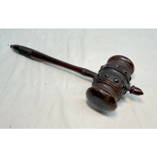 19th Century Rare Antique 19th Century Handmade Carved Turned Wood Judge Gavel Hammer For Sale - Image 5 of 9