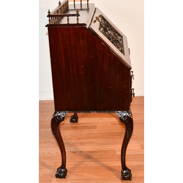 1880s Antique Rj Horner Solid Mahogany Slant Front Secretary Ladies Desk For Sale - Image 10 of 13