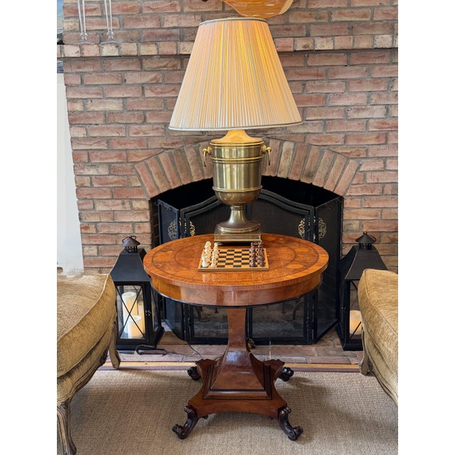 Rho Mobili D’Epoca Italian Burlwood & Marquetry Game Table With Custom Glass Top For Sale - Image 15 of 17
