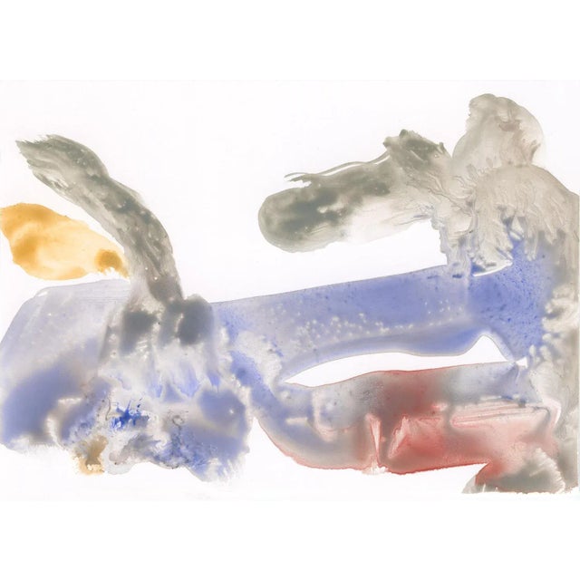 "Aria" Gestural Abstract Pigment Print in Pale Tones - 60" X 40" For Sale