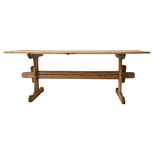 Antique Swedish Rustic Trestle Dining Table in Pine, 1840 For Sale - Image 11 of 11