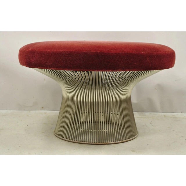 Vintage Warren Platner for Knoll 32" Round Chrome Base Ottoman Mushroom Stool For Sale - Image 12 of 12