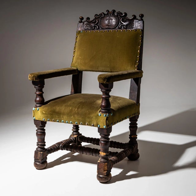 Wood Early Baroque Armchair, 1701 For Sale - Image 7 of 7