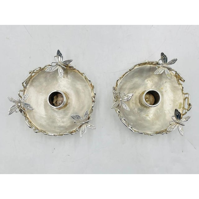 1980s Pair of Silver-Plated Candle Holders by Emilia Castillo, Mexican Modernism For Sale In Los Angeles - Image 6 of 13