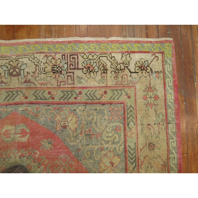 Pink Yin Yang Antique Khotan Rug - 5'4" x 8'3" For Sale - Image 4 of 9