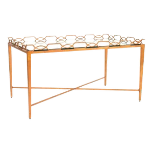 Vintage Gilt Iron and Glass Coffee Table in Manner of Maison Jansen