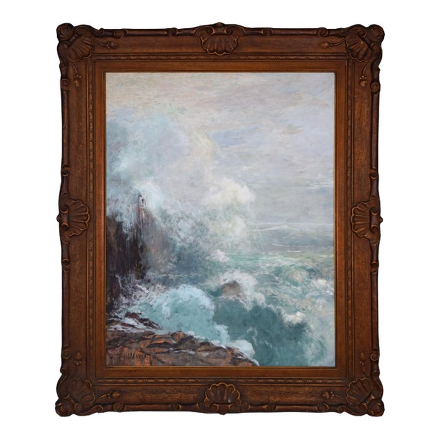 Antique American Seascape Painting by Hamilton Irving Marlatt C.1900 For Sale