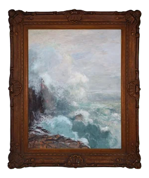 Antique American Seascape Painting by Hamilton Irving Marlatt C.1900