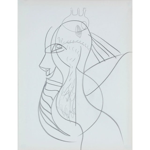 Surrealism Michael Di Cosola Psychedelic Portrait in Graphite, Late 20th Century Late 20th Century For Sale - Image 3 of 3