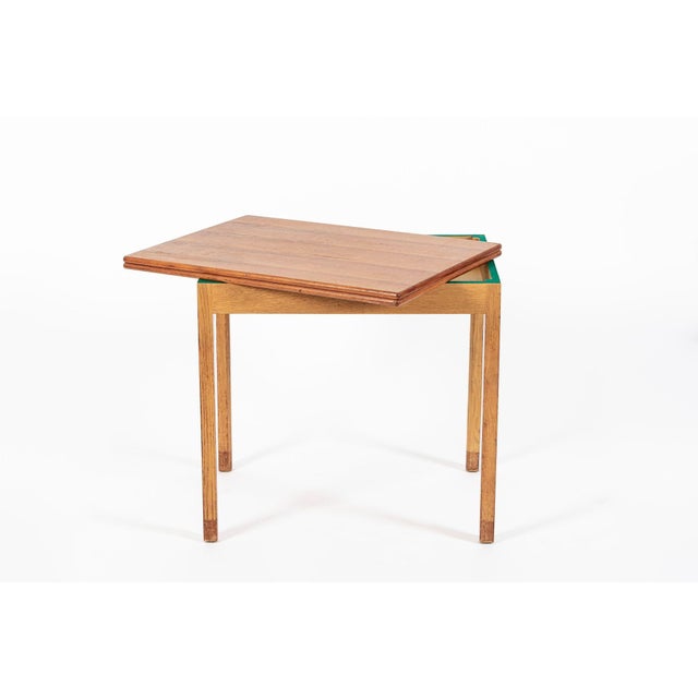 Mid-Century Modern Mid-Century Danish Small Wood Extendable Dining or Game Table by SKM For Sale - Image 3 of 12