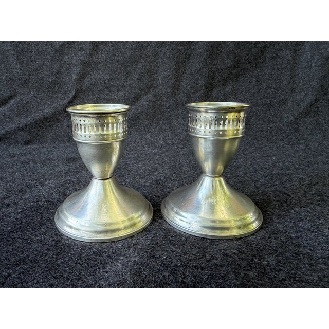 Vintage Sterling Silver Duchin Pierced Weighted Candlesticks a Pair For Sale - Image 13 of 13