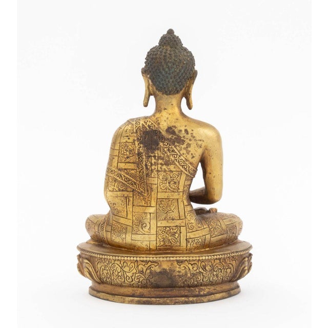 Metal Tibetan Amitabha Gilt Bronze Sculpture For Sale - Image 7 of 9