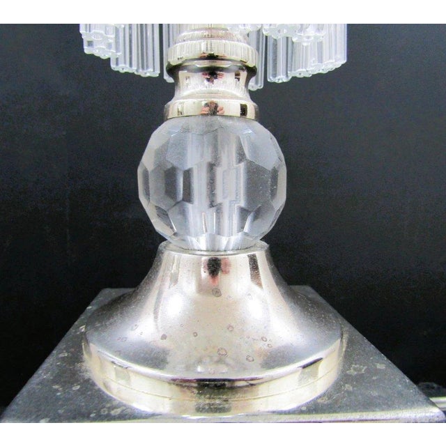 1990s Art Deco Style 4-Tiered Crystal Rods and Chrome Table Lamps - a Pair For Sale - Image 10 of 18