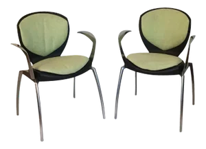 Miles Keller for Allseating Space Age Cast Aluminum Os Chairs - a Pair