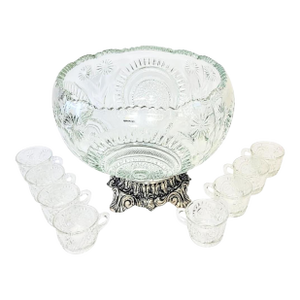Vintage l.e. Smith Punch Bowl Set With 8 Cups